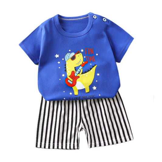 Toddlers' Summer Casual Outfit 2PCS Short Sleeve with Pants Clothing set - Sizes 24M