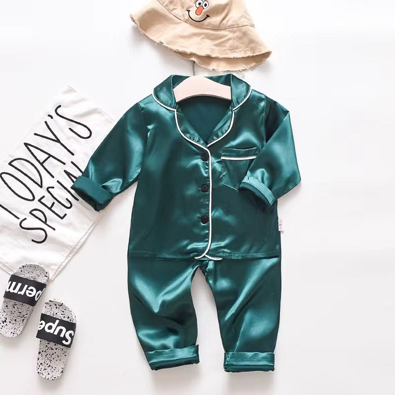 2 Pieces Toddler's Satin Silk Long Sleeve Pajamas sets - Size 2T
