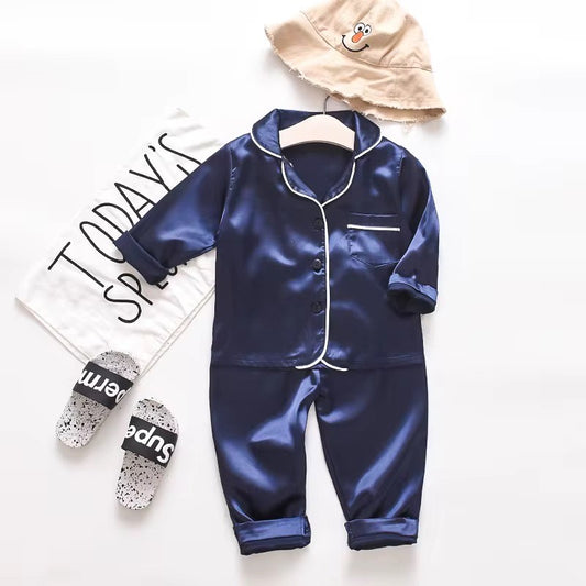 2 Pieces Toddler's Satin Silk Long Sleeve Pajamas sets - Size 4T
