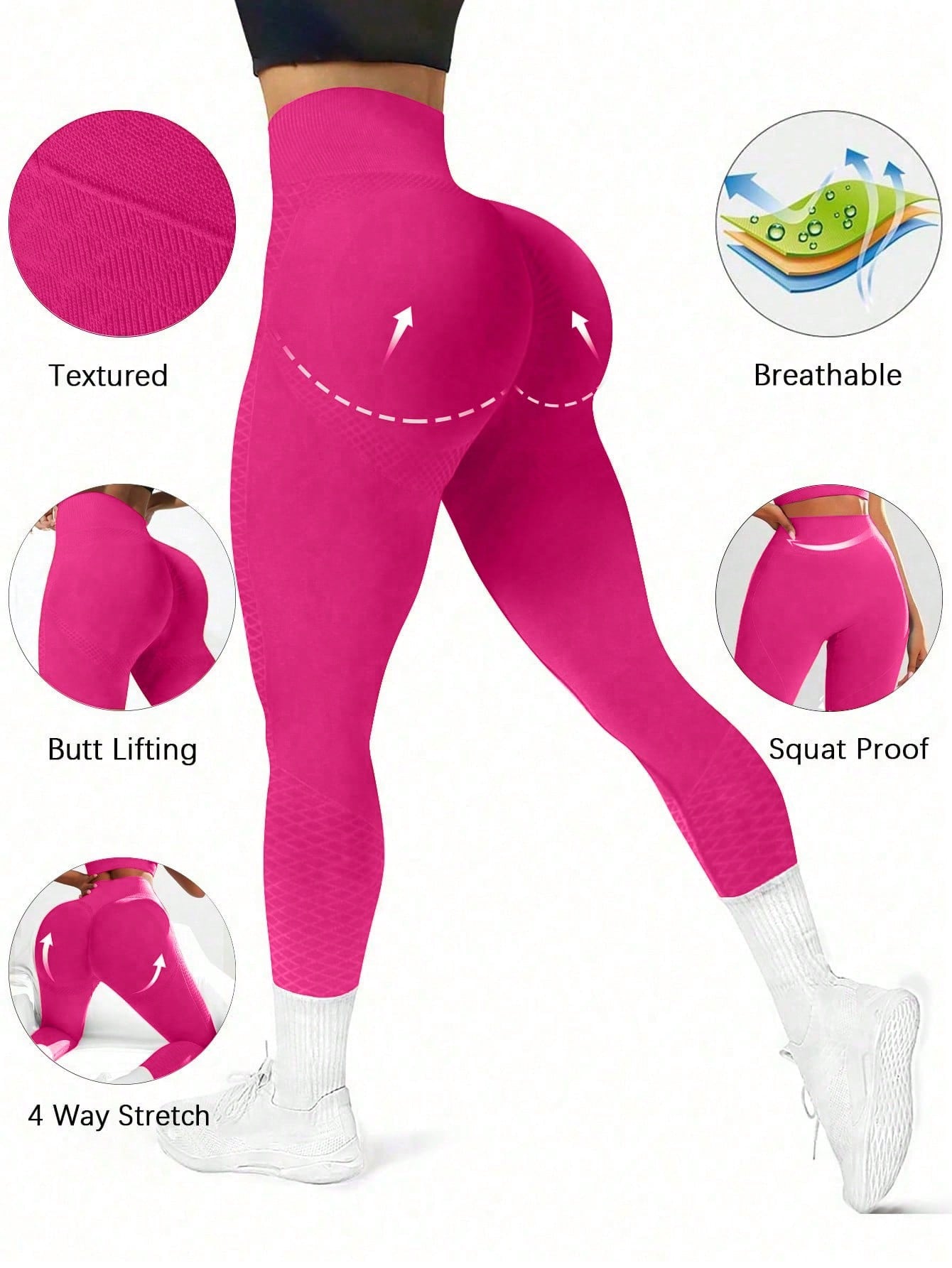 Women's Tik Tok Yoga Pants Anti-Cellulite Push Up Ruched High Waist Leggings Gym