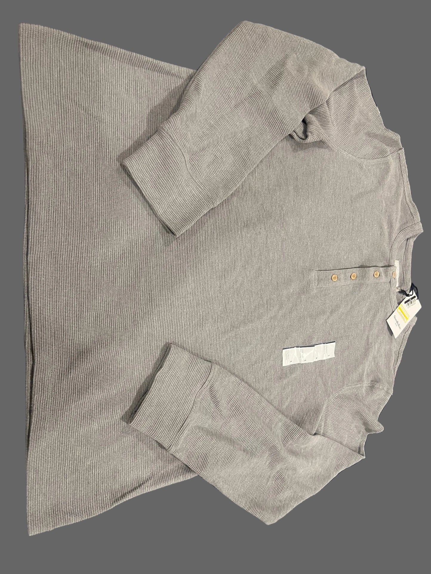 Goodfellow &amp; Co Men's Long Sleeve 4 Button Textured Henley Shirt Grey - Size L, XL