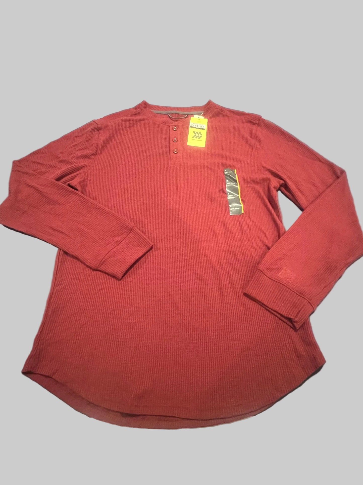 All In Motion Men's Long Sleeve 3 Button Waffle Knit Henley Shirt Red - Choose size