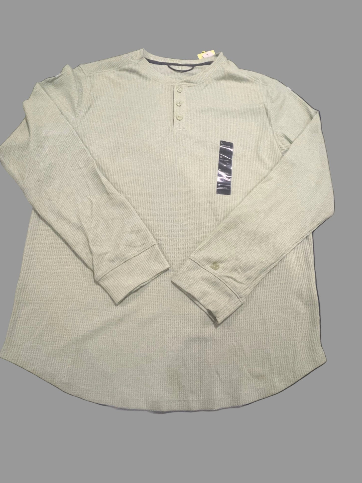 All In Motion Men's Long Sleeve 3 Button Textured Henley Shirt Light Green - Choose size