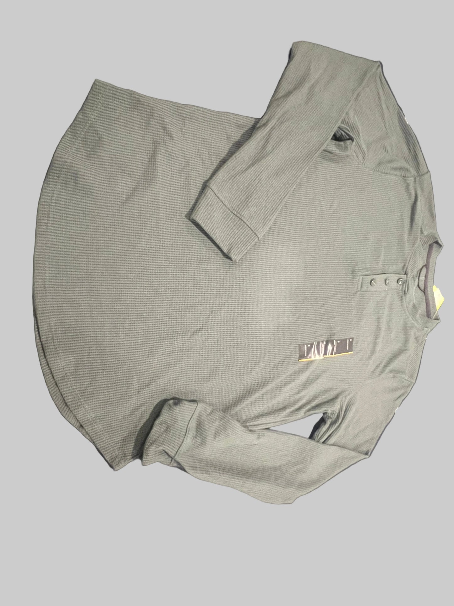 All In Motion Men's Long Sleeve 3 Button Textured Henley Shirt Green - Size S