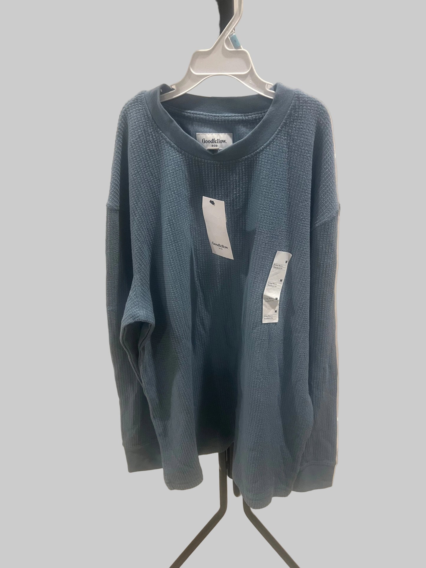 Goodfellow & Co Men's Long Sleeve Thermal Waffle Knit Shirt Blue - Size M