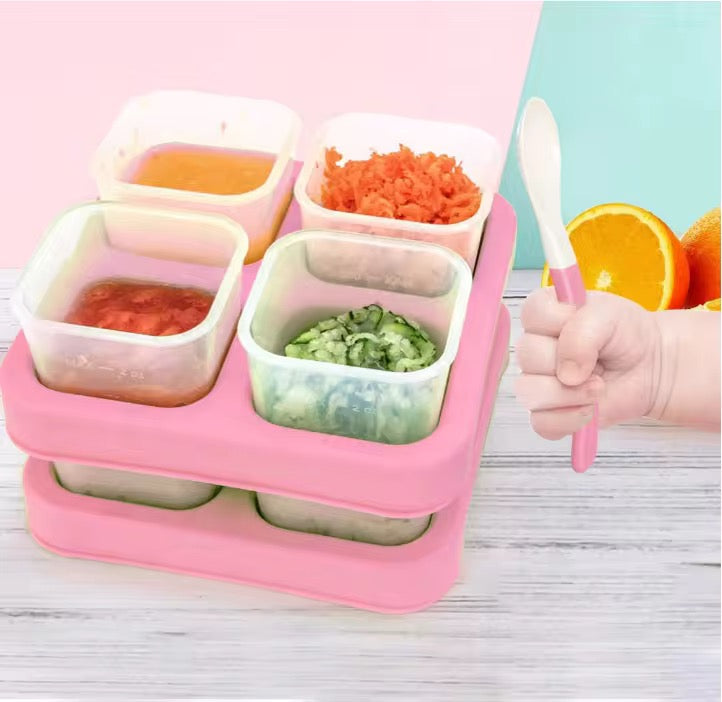 Leakage-Proof Plastic Baby 8 Pack Food Storage Container Set- CHOOSE COLOR