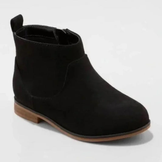 Toddler Girl’s Onyx Zipper Slip-On Faux Bootie Shoes Black - Size 5