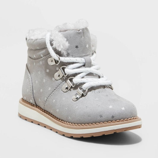 Toddler Girls' Reed Zipper Slip-On Combat Winter Boots Gray - Cat & Jack™ - CHOOSE SIZE