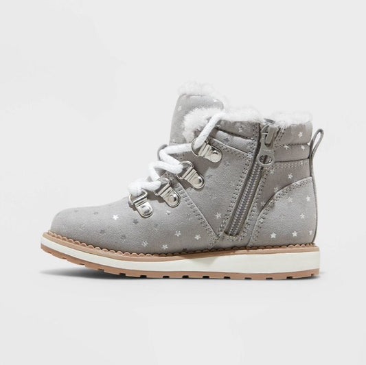 Toddler Girls' Reed Zipper Slip-On Combat Winter Boots Gray - Cat & Jack™ - CHOOSE SIZE