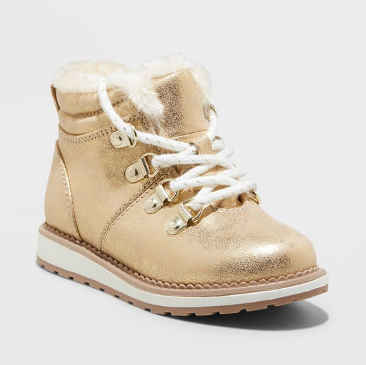 Toddler Girls Reed Zipper Slip-On Combat Winter Boots Gold - Cat & Jack™- CHOOSE SIZE