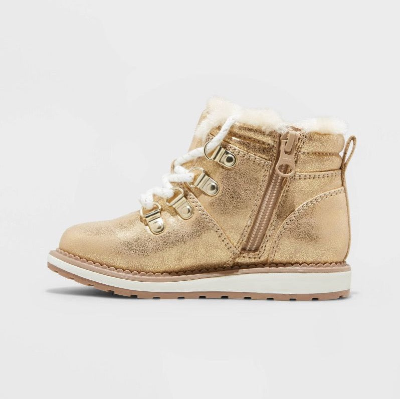 Toddler Girls Reed Zipper Slip-On Combat Winter Boots Gold - Cat & Jack™- CHOOSE SIZE