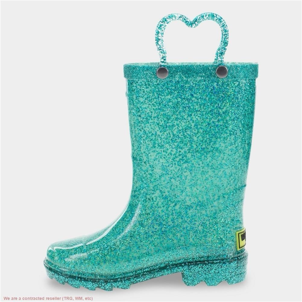 Western Chief Toddler Abby Light-Up Glitter Boots Teal Green  - Size 6