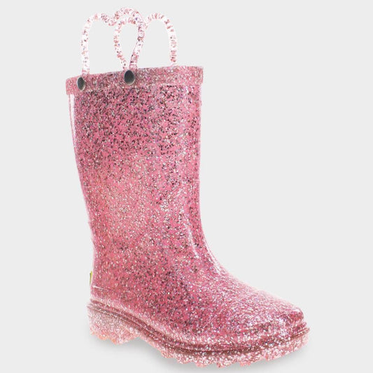 Western Chief Toddler Abby Glitter Lighted Rain Boots  Pink - Size 11