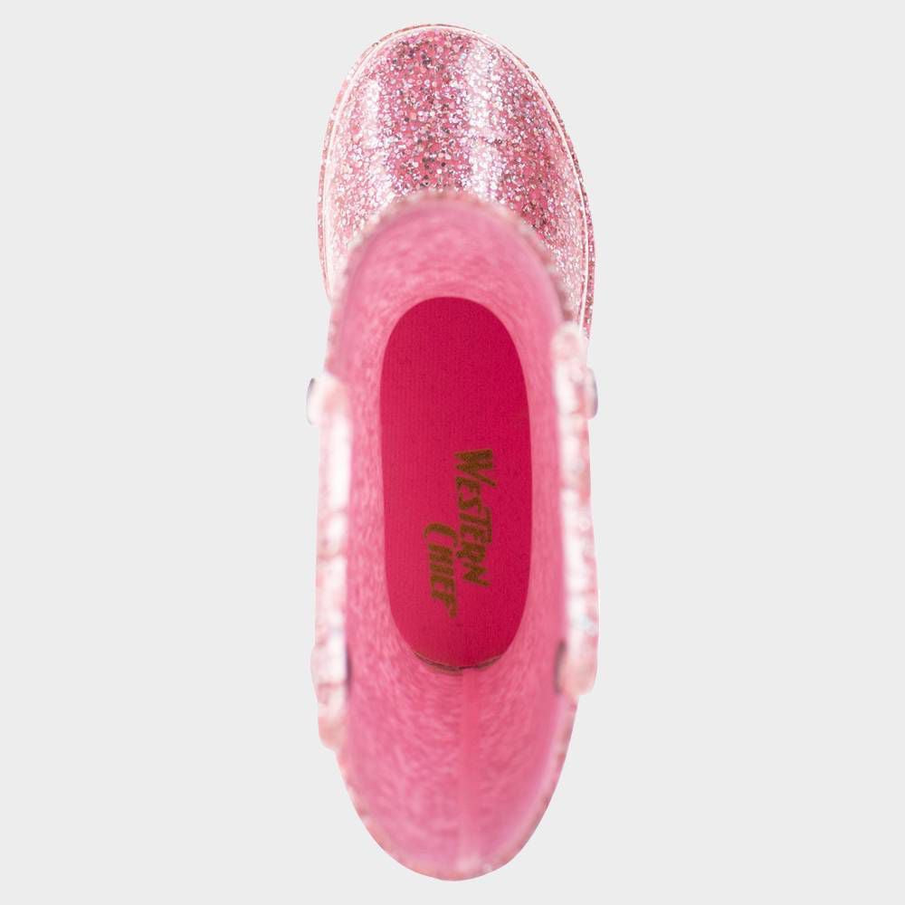 Western Chief Toddler Abby Glitter Lighted Rain Boots  Pink - Size 11