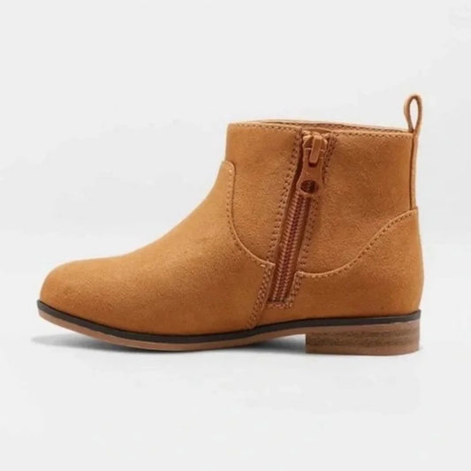 Toddler Girl’s Onyx Zipper Slip-On Faux Bootie Shoes Cognac -  Cat & Jack - Size 8