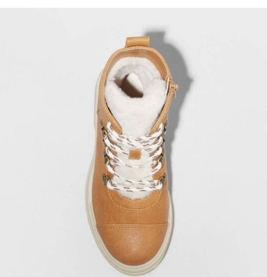 Girls Willa Zipper Lace Up Combat Boots Cognac - Art Class- CHOOSE SIZE