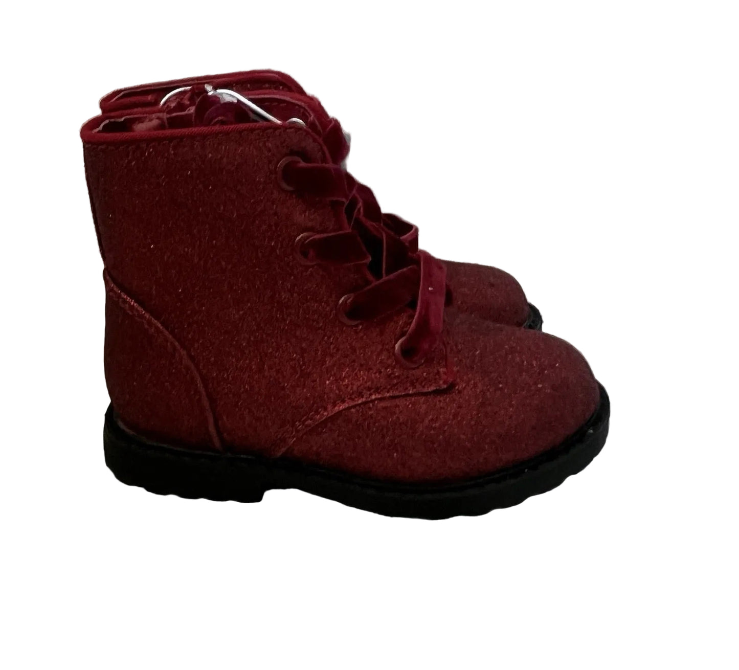 Cat & Jack Giovanna Toddler Girls' Lace-Up Side-Zipper Combat Boots Red  Glitter - Size 6