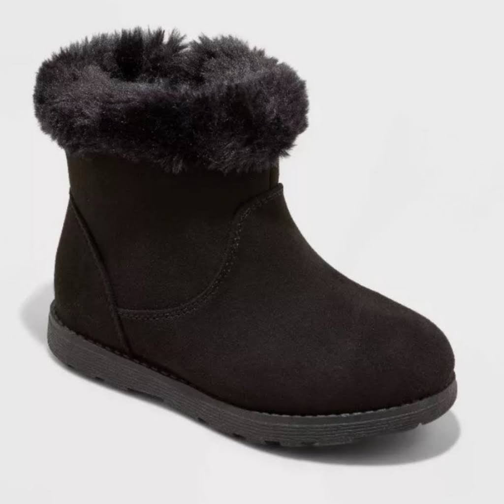 Cat & Jack Toddler Emani Zipper Slip-On Shearling Style Winter Boots Black- CHOOSE SIZE