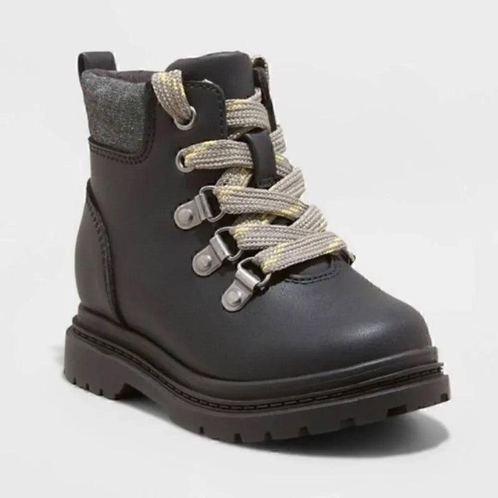 Toddler Boys' Atlas Lace-Up Combat Boots - Cat & Jack™ Black - Size 6