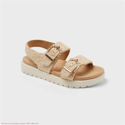 Toddler Girls' Sequerah Footbed Sandals Beige - Cat & Jack™ - Size 12
