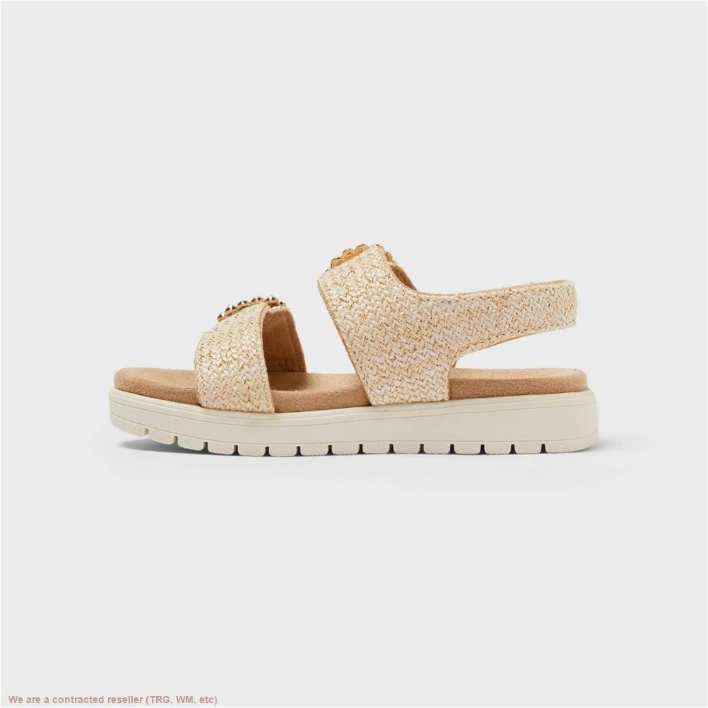 Toddler Girls' Sequerah Footbed Sandals Beige - Cat & Jack™ - Size 12