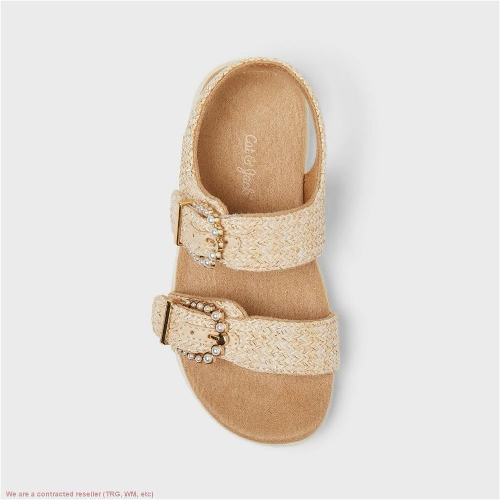 Toddler Girls' Sequerah Footbed Sandals Beige - Cat & Jack™ - Size 12