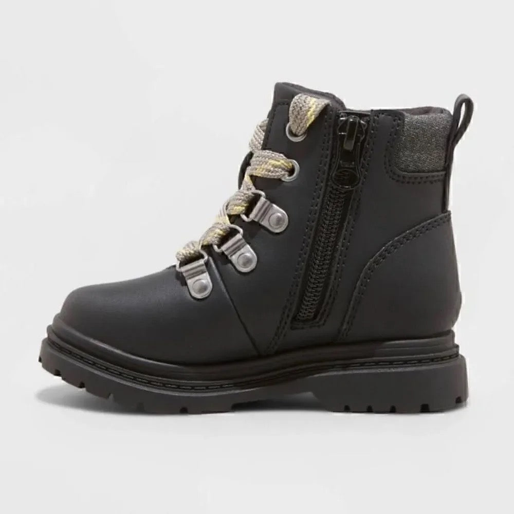 Toddler Boys' Atlas Lace-Up Combat Boots - Cat & Jack™ Black - Size 6