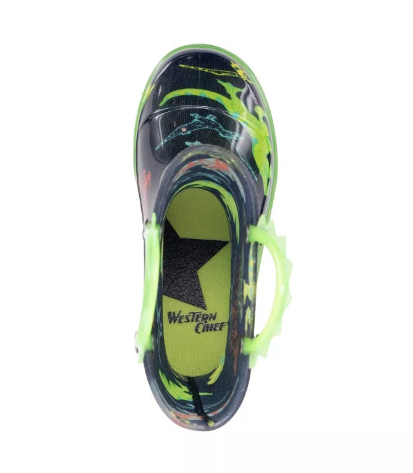 Western Chief Toddler Dino Soar Light-Up Rain Boots Navy Blue - SIZE 6