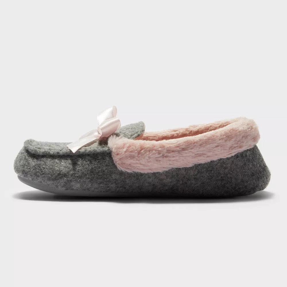 Girls' Madison Moccasin Slippers Pink - dluxe by dearfoams - CHOOSE SIZE