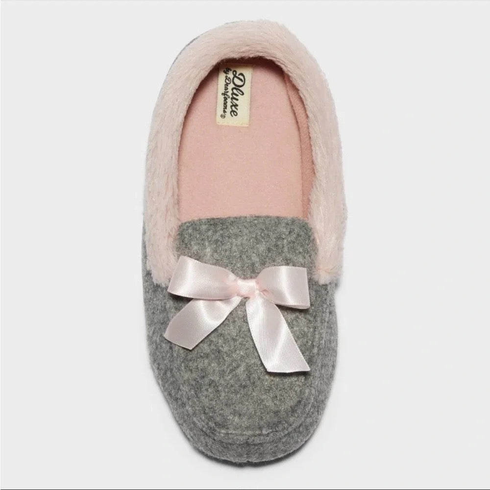 Girls' Madison Moccasin Slippers Pink - dluxe by dearfoams - CHOOSE SIZE