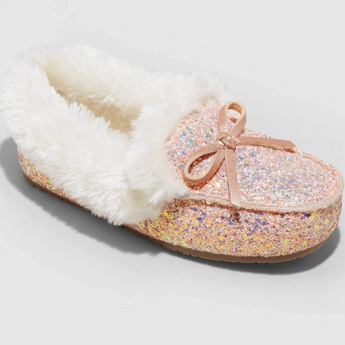Cat & Jack Toddler Girls' Medora Glitter Moccasin Slippers  Pink - SIZE 5