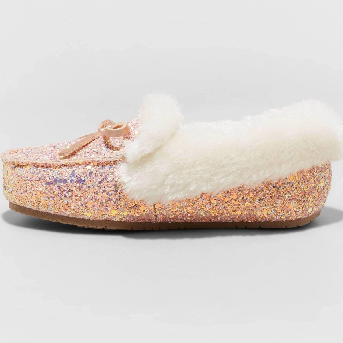 Cat & Jack Toddler Girls' Medora Glitter Moccasin Slippers  Pink - SIZE 5