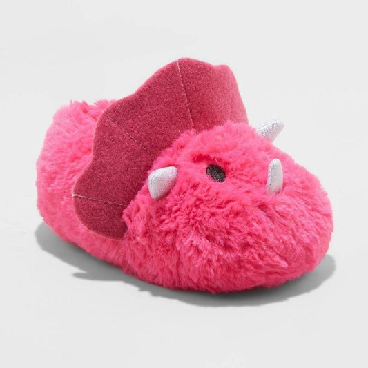 Cat & Jack Girls Rori Dinosaur Moccasin Slipper Pink - Size S (5-6)