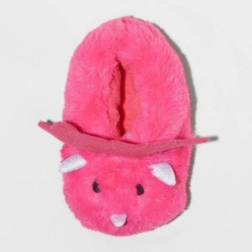 Cat & Jack Girls Rori Dinosaur Moccasin Slipper Pink - Size S (5-6)