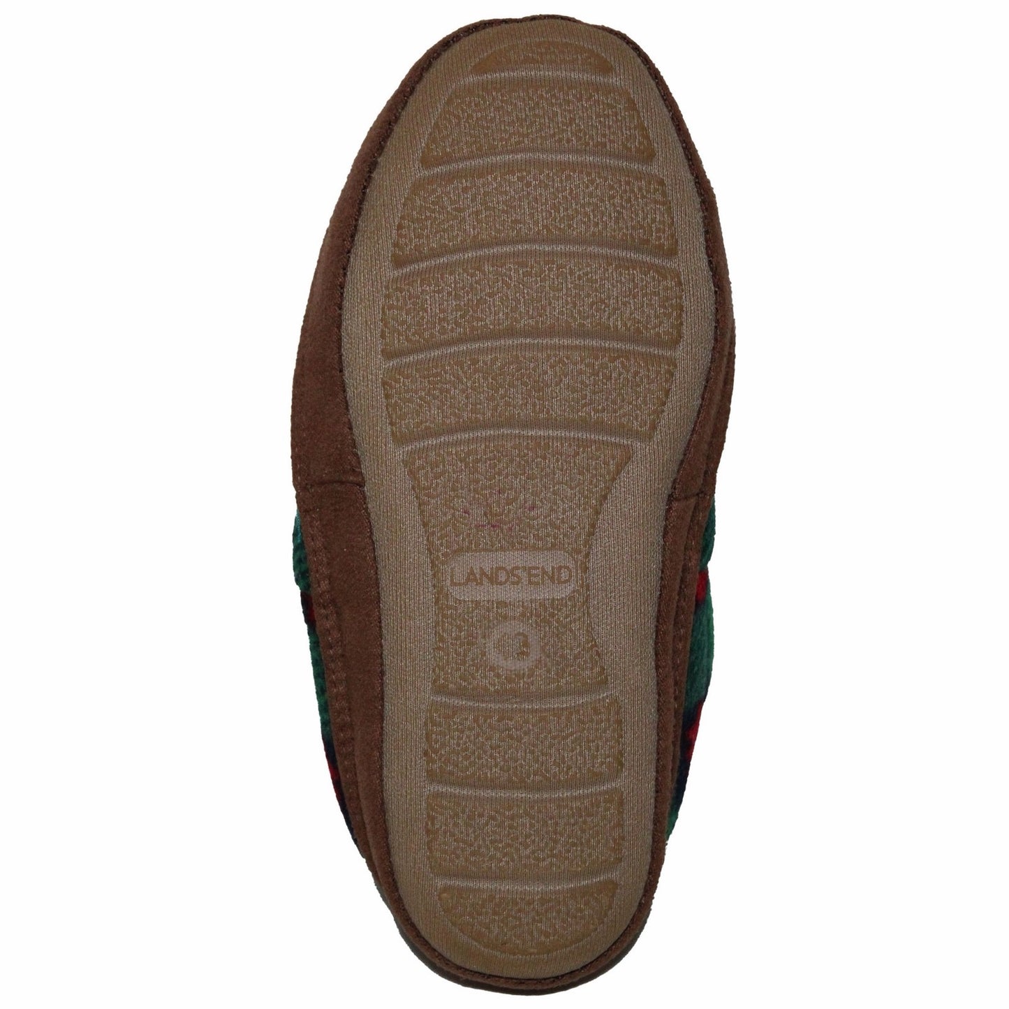 Lands' End Kids' Fleece Scuff Slipper Tree Check with letter P - Size 6