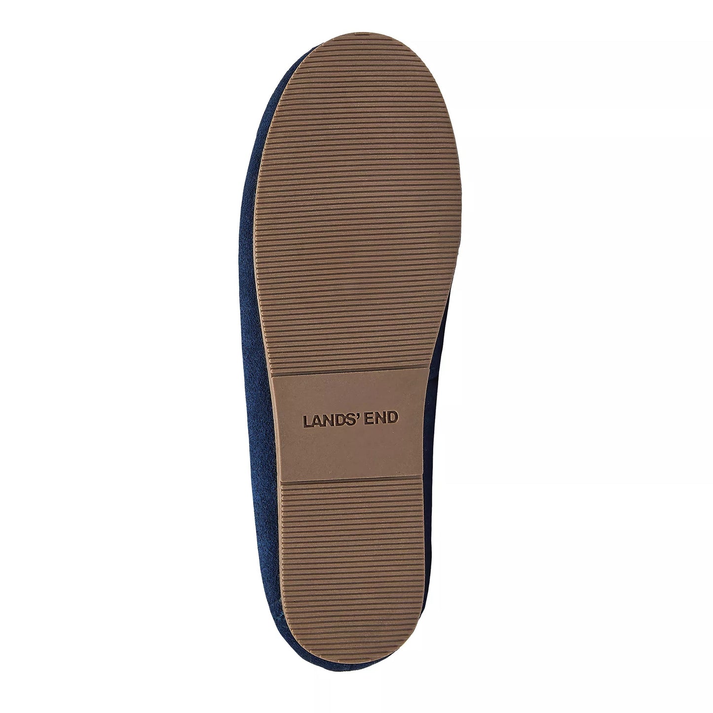 Lands' End Kids Fuzzy Lined Suede Moccasin Slippers Navy Blue Letter D - Size 7M