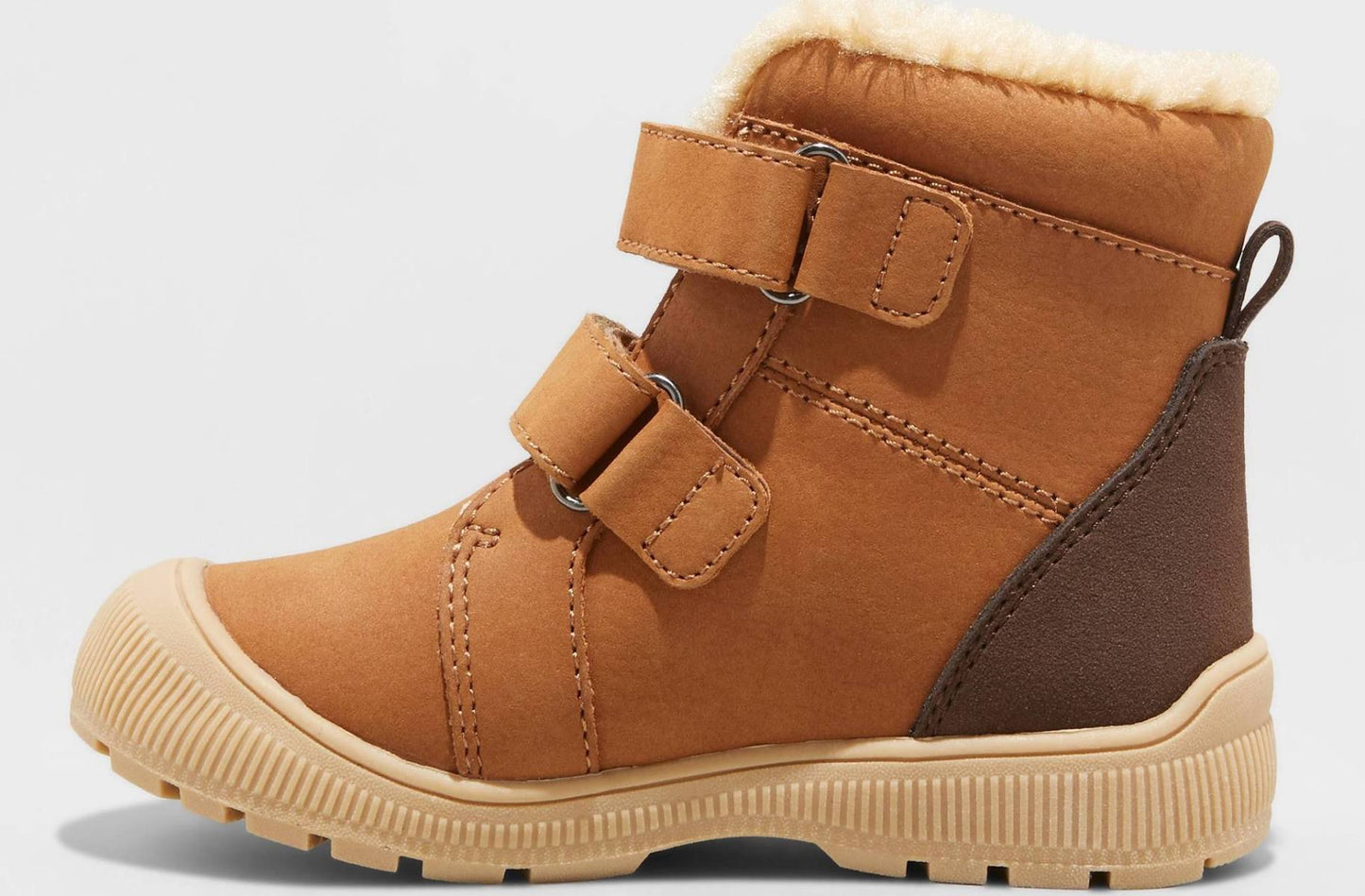 Cat & Jack Toddler Boys Eli Slip-On Faux Fur Winter Boots Cognac - Size 5