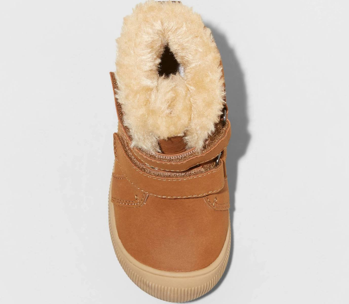Cat & Jack Toddler Boys Eli Slip-On Faux Fur Winter Boots Cognac - Size 5