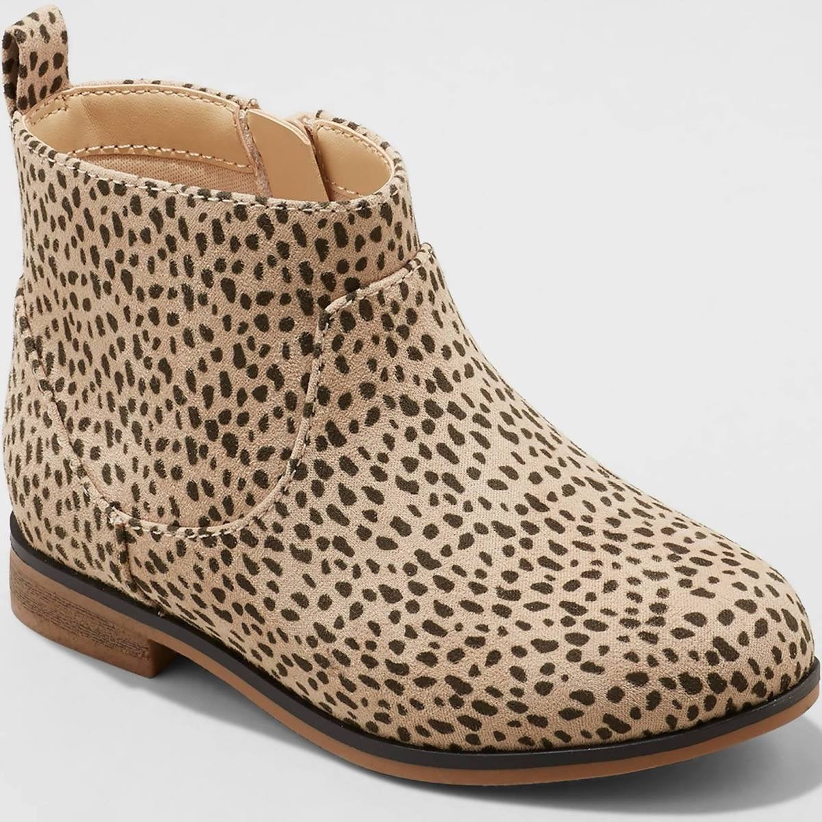 Cat & Jack Toddler Girls' Onyx Leopard Spot Zipper Chelsea Boots - Size 7