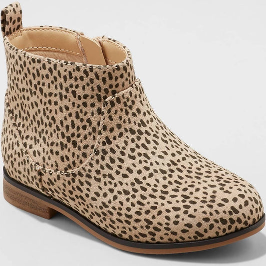 Cat & Jack Toddler Girls' Onyx Leopard Spot Zipper Chelsea Boots - Size 7