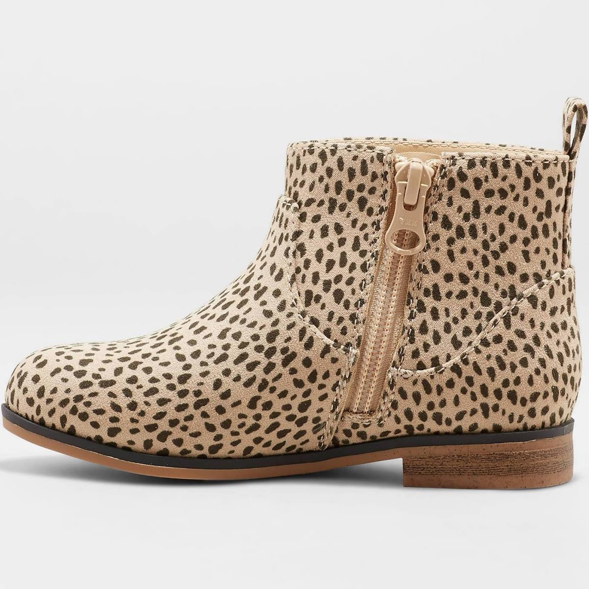 Cat & Jack Toddler Girls' Onyx Leopard Spot Zipper Chelsea Boots - Size 7