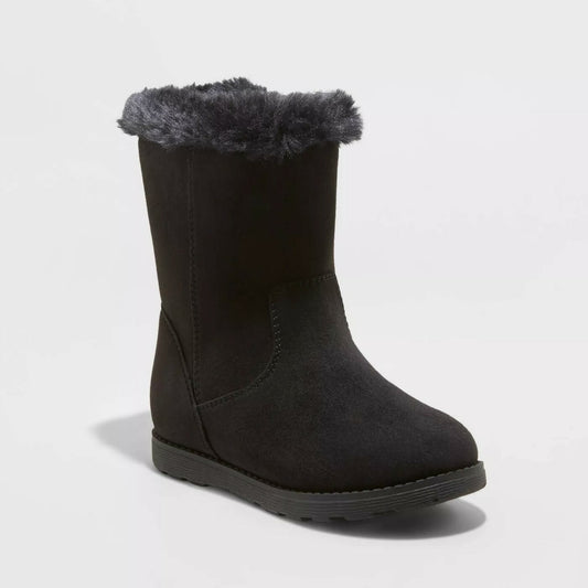 Cat & Jack Toddler Girls Leah Winter Shearling Style Boots Black - CHOOSE SIZE