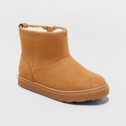 Cat & Jack Toddler Girls Arlo Zipper Shearling Style Boots Tan - Size 6