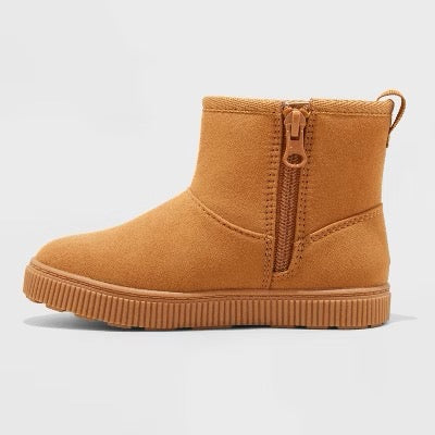 Cat & Jack Toddler Girls Arlo Zipper Shearling Style Boots Tan - Size 6