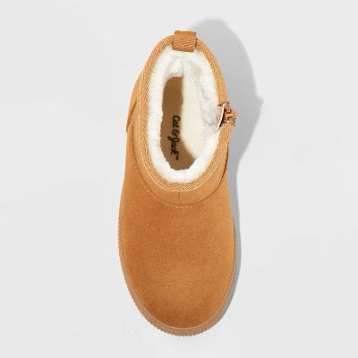 Cat & Jack Toddler Girls Arlo Zipper Shearling Style Boots Tan - Size 6