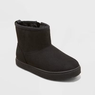 Cat & Jack Toddler Girls Arlo Zipper Shearling Style Boots Black - Size 10