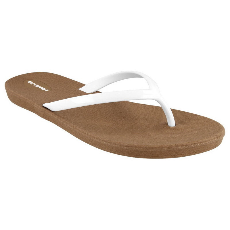 Okabashi Shoreline Slim Women's Flip Flops - Toffee & White | Size 10