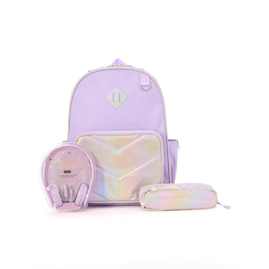 Locker Club Kids' 16L Nylon Backpack with Headphone Pencil Pouch - CHOOSE COLOR