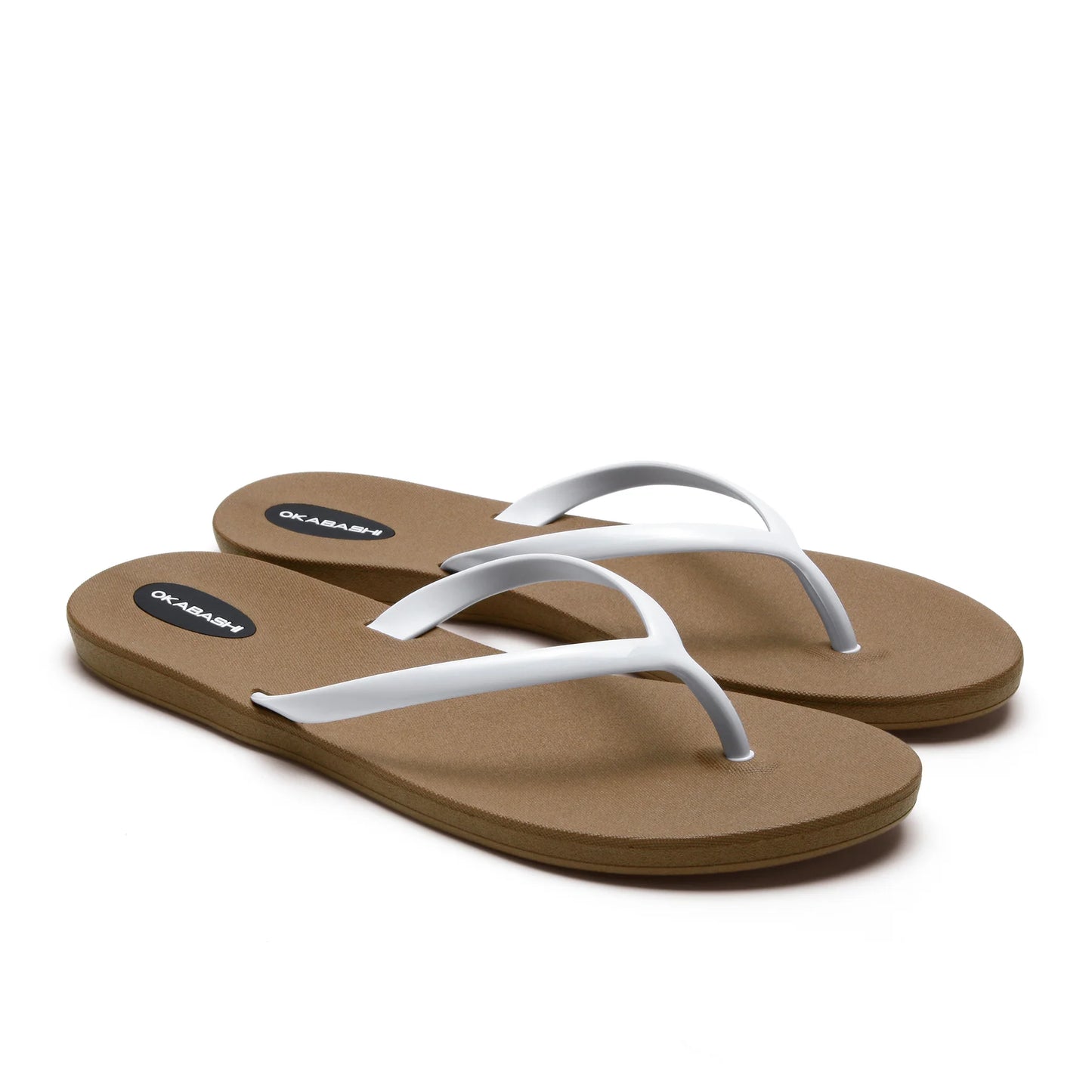 Okabashi Shoreline Slim Women's Flip Flops - Toffee & White | Size 10
