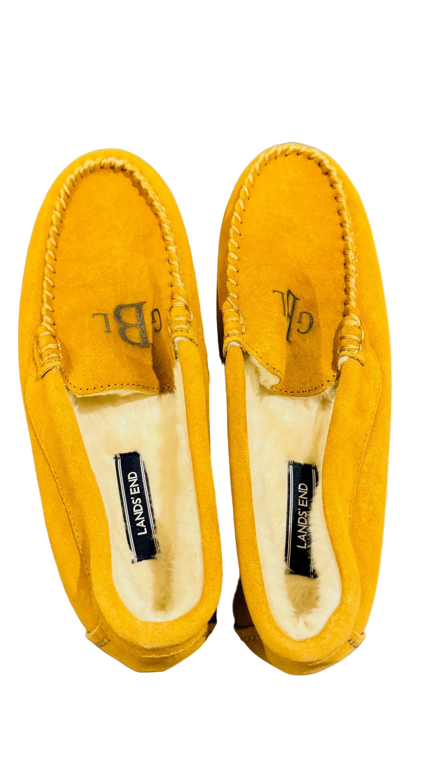 Lands' End Women's Suede Leather Moccasin Slippers English Tan - Size 10